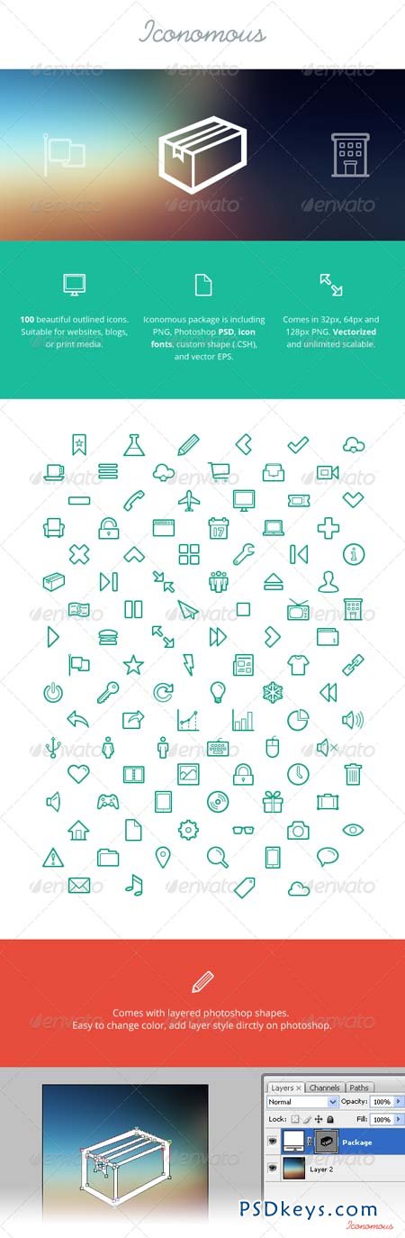Iconomous - 100 Outlined Icons 4254342