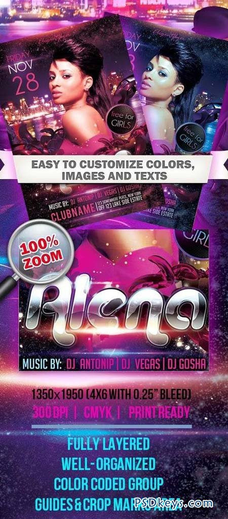 Guest DJ Party Alena  Club and Party Flyer PSD Template