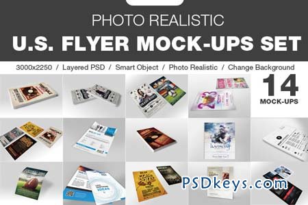 14 Photo Realistic Flyer Mock-Up Set 10647