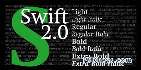 Swift 2.0 Cyrillic Font Family - 8 Fonts for $740