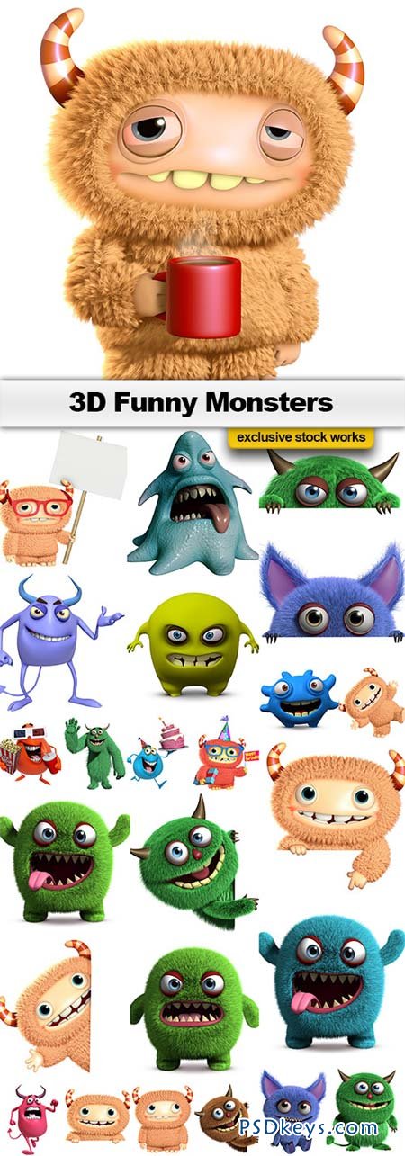3D Funny Monsters - 25xJPEGs