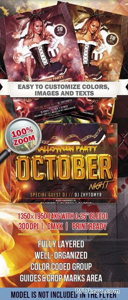 October Night  Club and Party Flyer PSD Template