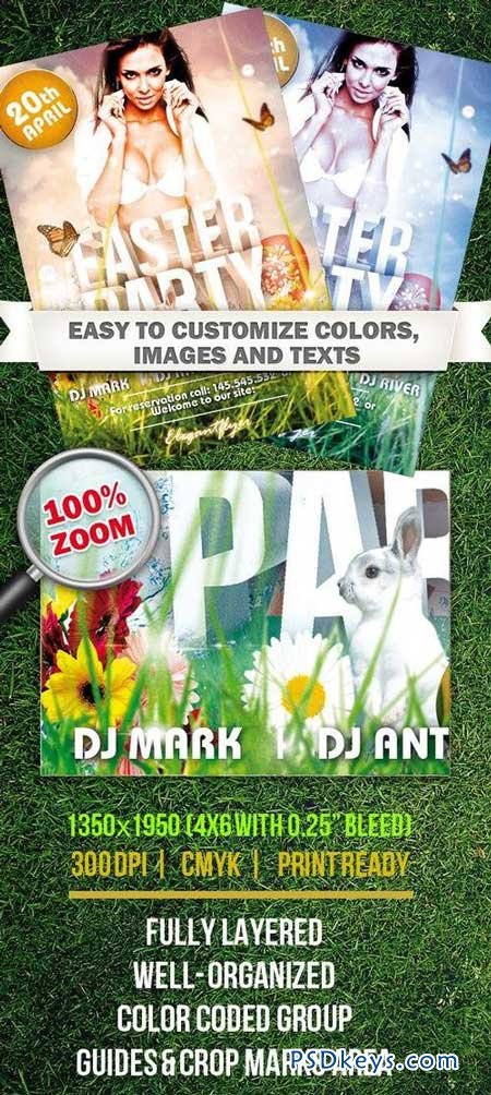 Easter Party - PSD flyer template on a spring and Ester theme