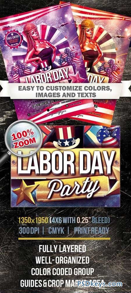 Labor Day  Club and Party Flyer PSD Template