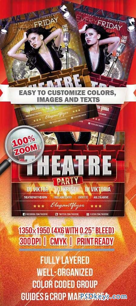 Theatre Party  Club and Party Flyer PSD Template