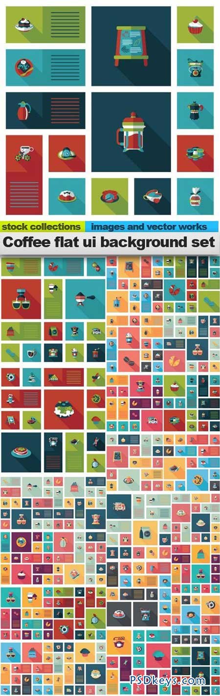 Coffee flat ui background set 25xEPS