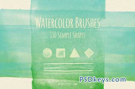 130 Simple Shapes Watercolor Brushes 4204