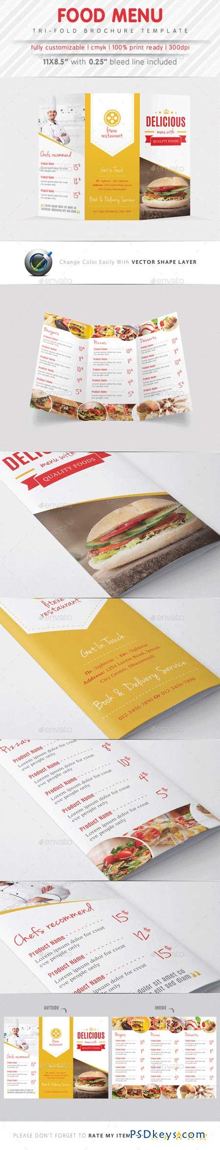 Food Menu Tri Fold Brochure 9343324