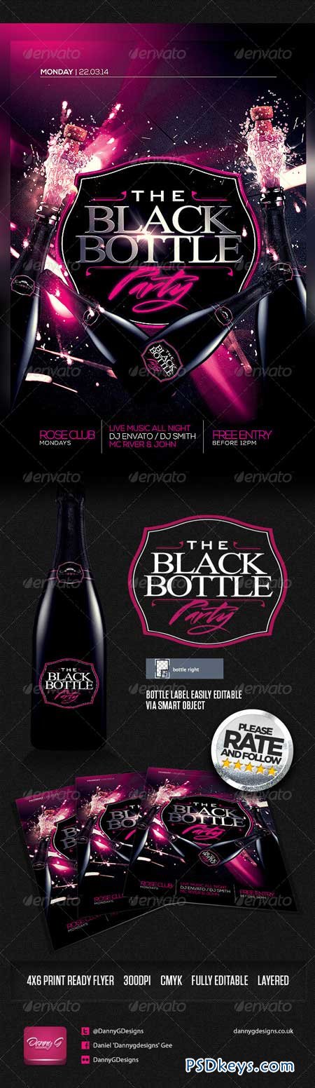 The Black Bottle Party Flyer Template PSD 8004496