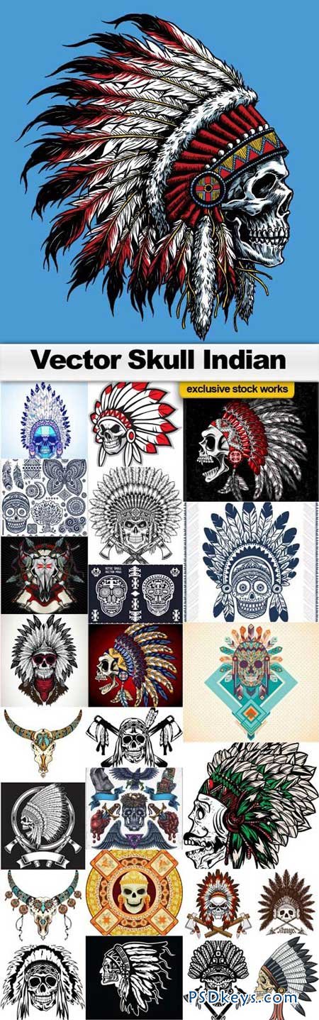 Vector Skull Indian - 25xEPS