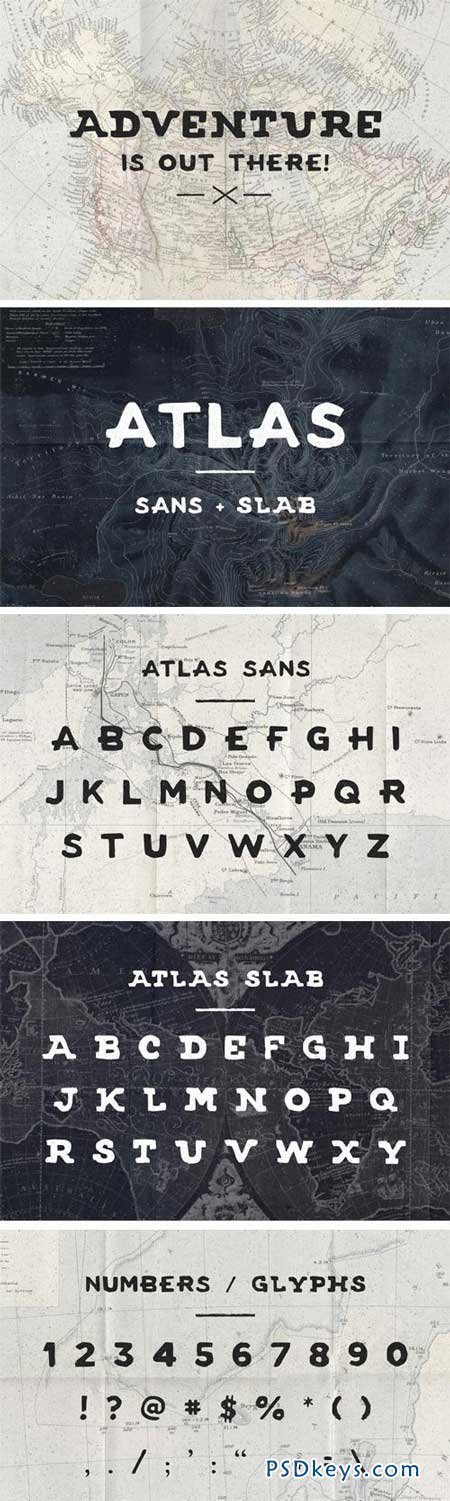 Atlas Font Family - 2 Fonts for $9