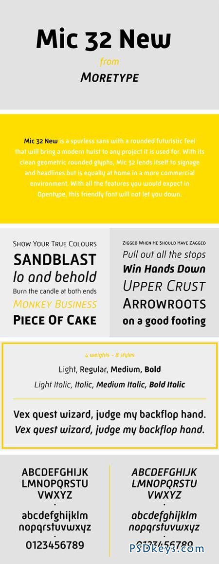 Mic 32 New Font Family - 8 Fonts for $160
