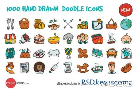 1000 Hand Drawn Doodle Icons 87914