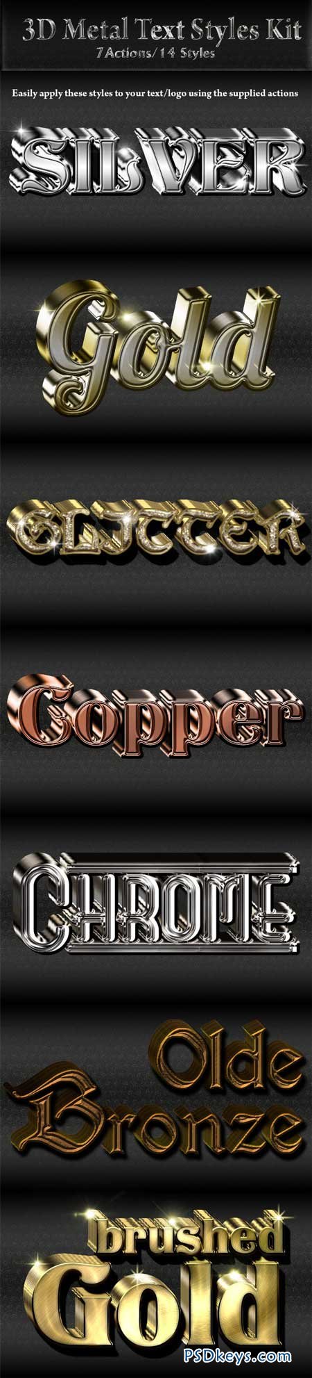 3D Metal Text Logo Styles Kit 9410770