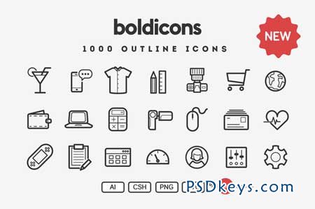 Boldicons - 1000 outline icons 46005