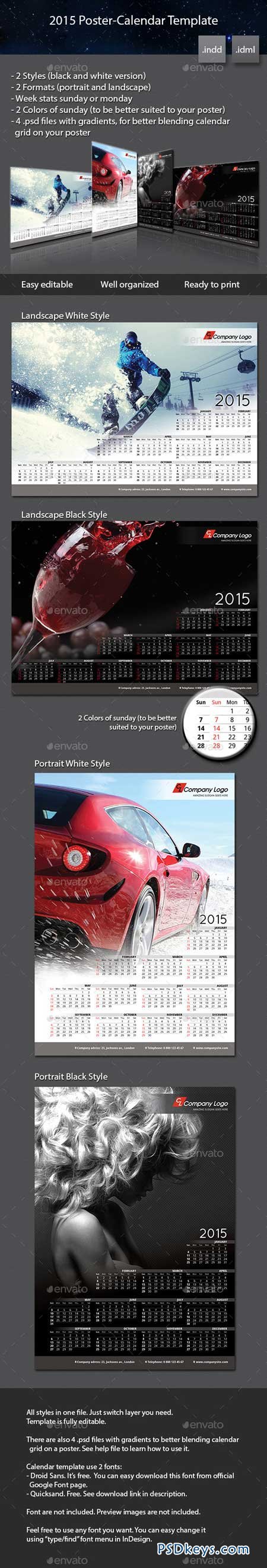 2015 Poster-Calendar template 8871563