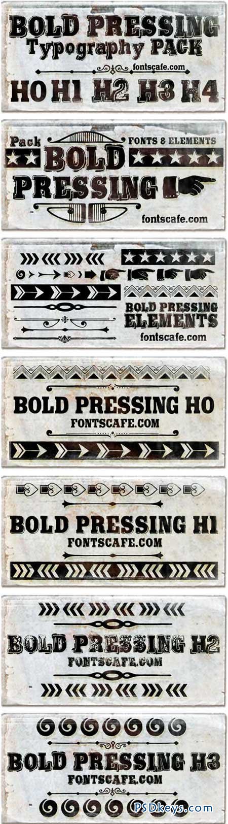 Bold Pressing Pack Font Family - 7 Fonts for $233