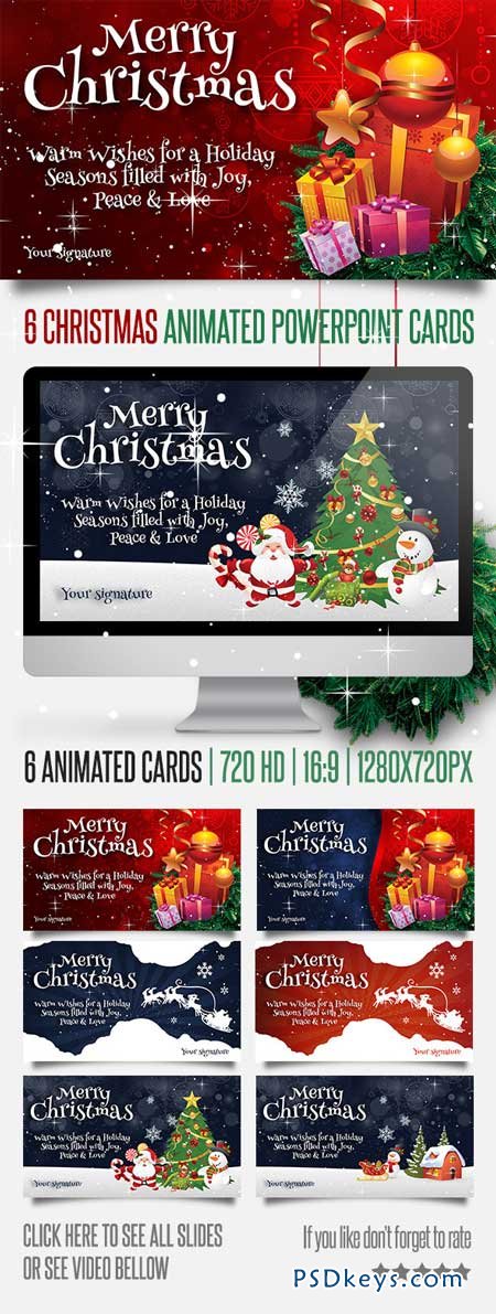 6 Christmas Powerpoint Animated Cards 5962240