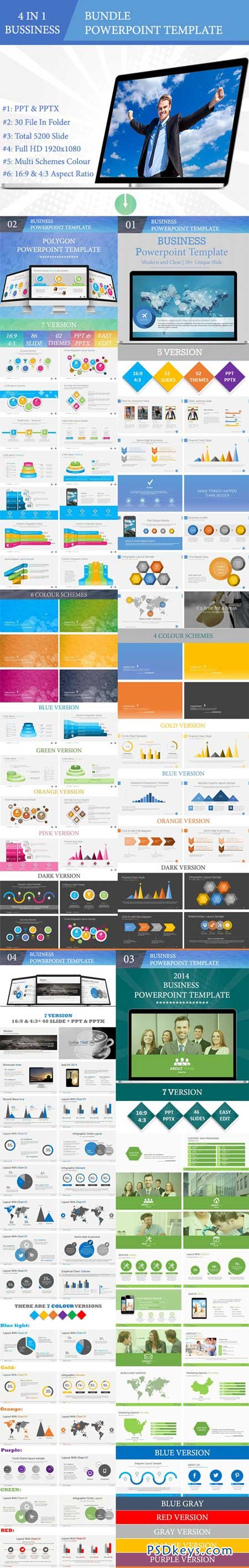 Bundle 4 in 1 Business PowerPoint Templates 9013192