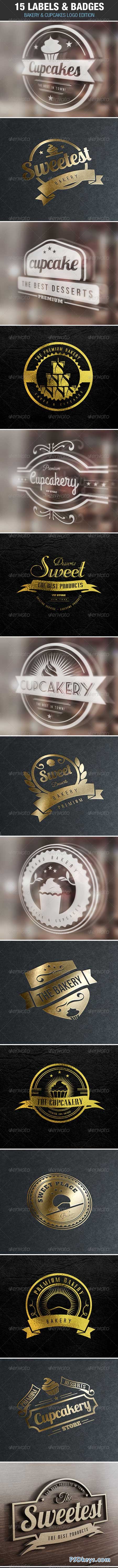 15 Bakery Cupcakes and Cakes Labels & Badges Logos 6971691
