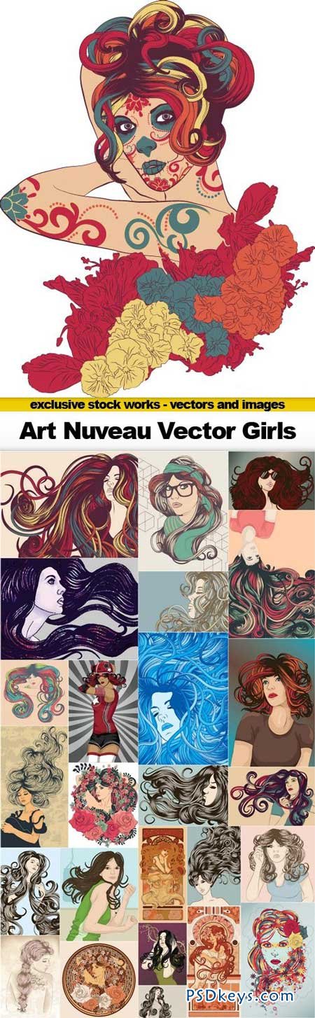 Art Nuveau Style Girls - 25xEPS