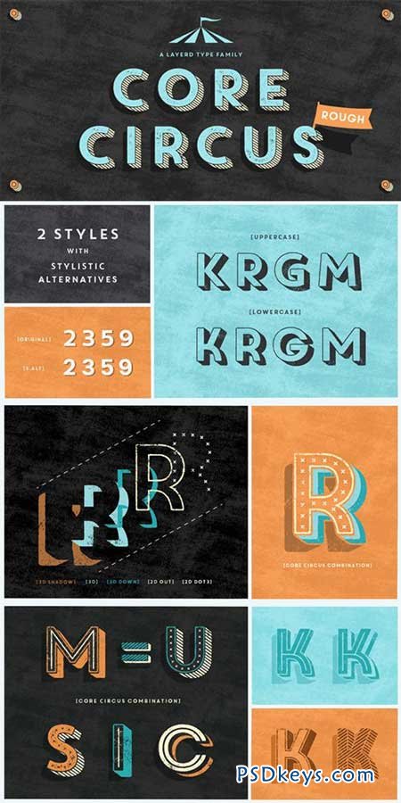 Core Circus Rough Font Family - 17 Fonts