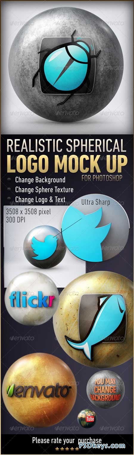 Logo on Sphere - PSD Logo Mockup Template 5365127
