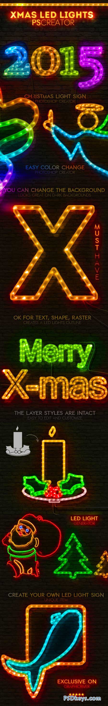 Christmas LED Light Rope Photoshop Action 9475071