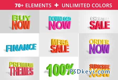 Ultimate 3D Text Render PACK PSD 16935 » Free Download Photoshop Vector