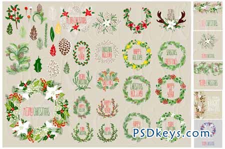 56 Christmas clip arts + 12 cards 70881