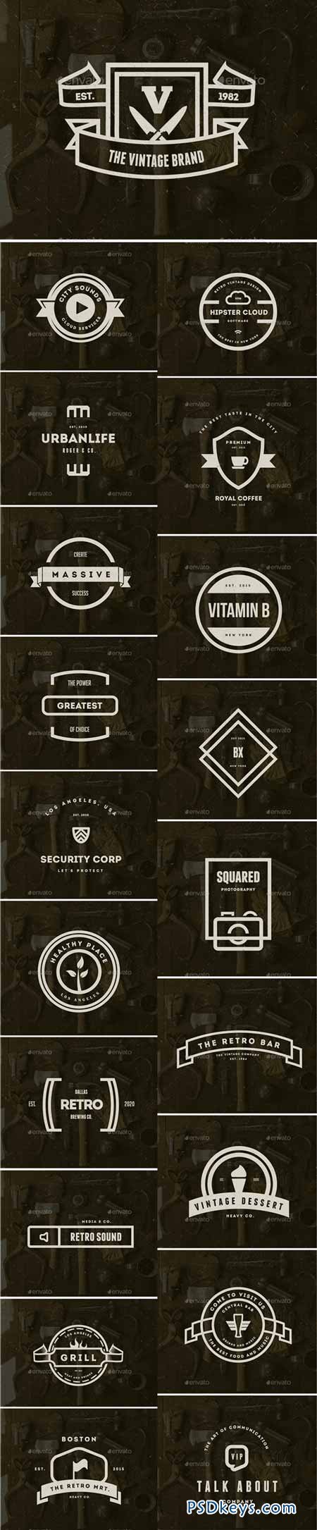 20 Vintage Logos Labels & Badges 9443753