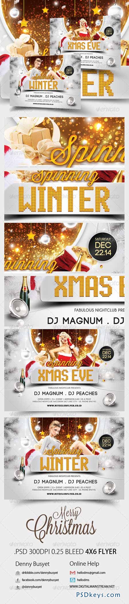 Spinning Winter And Xmas Party Flyer Template 3375133
