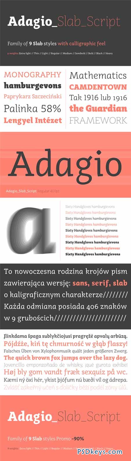 Adagio Slab Script Font Family - 9 Fonts for $140