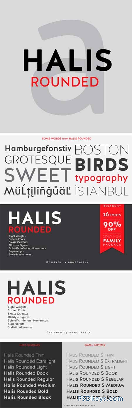 Halis Rounded Font Family - 16 Fonts for $160