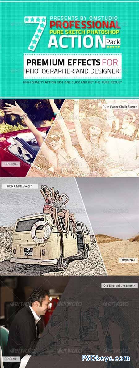 7 Professional Pure Sketch Photoshop Action Pack 5180142
