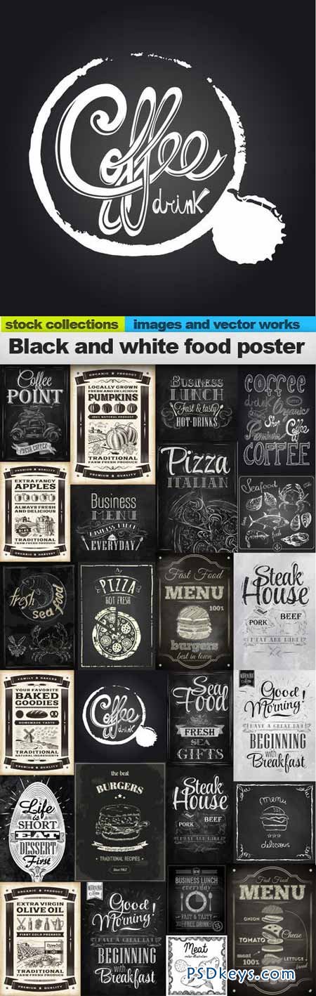 Black and white food poster 25xEPS