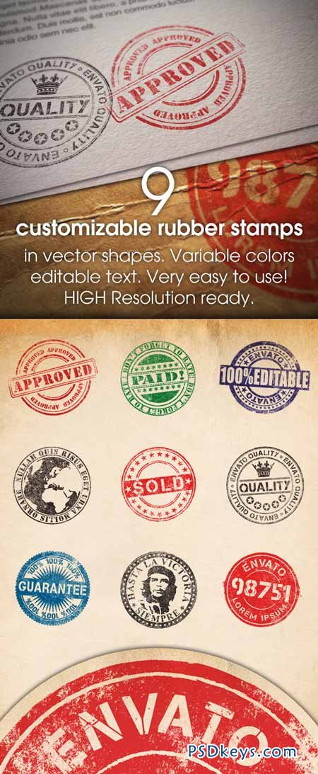 9 Customizable Rubber Stamps 709041