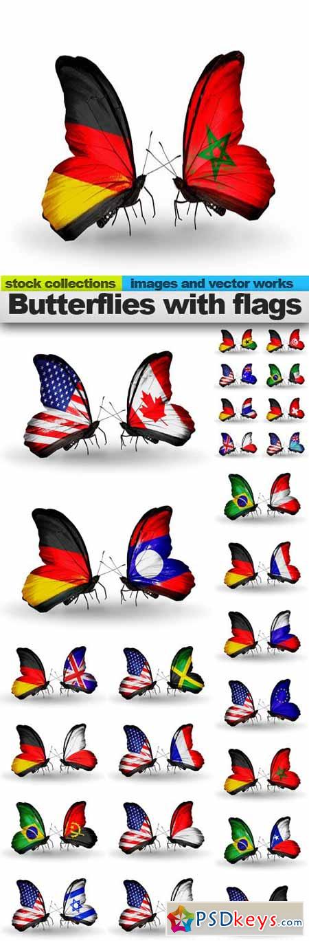 Butterflies with flags 25xUHQ JPEG