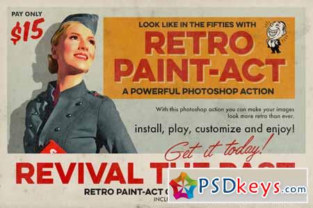 Retro Paint-Act - PS Action + Kit 80289