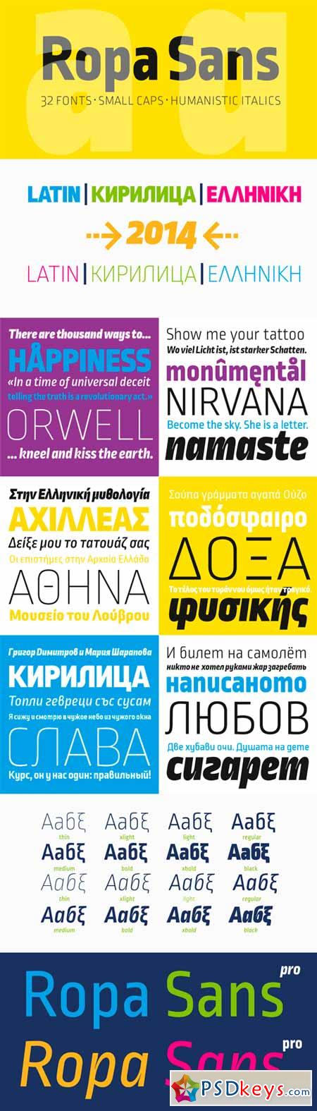 Ropa Sans Pro Font Family - 32 Fonts for $300