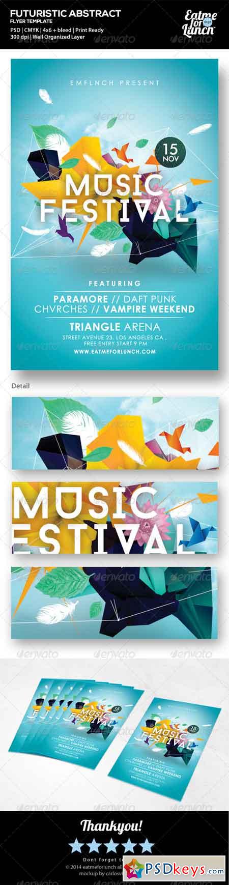 Futuristic Abstract Gigs Festival Flyer Templates 7056792