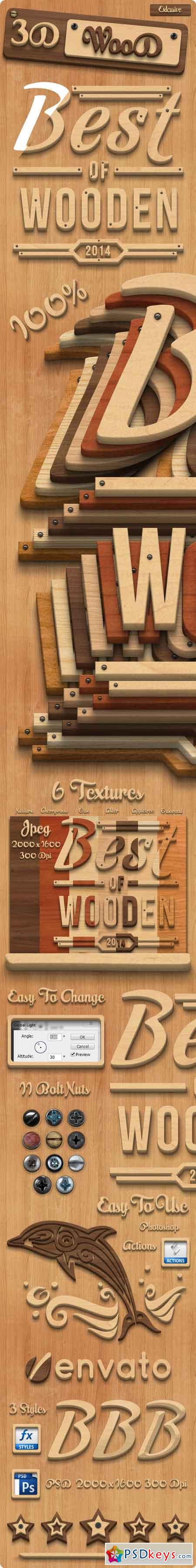 3D Wood Creation Photoshop Actions 8012911