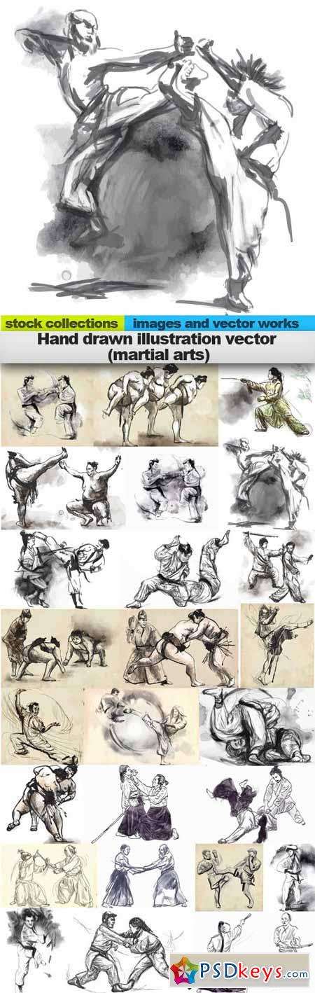 Hand drawn illustration vector (martial arts) 25xEPS