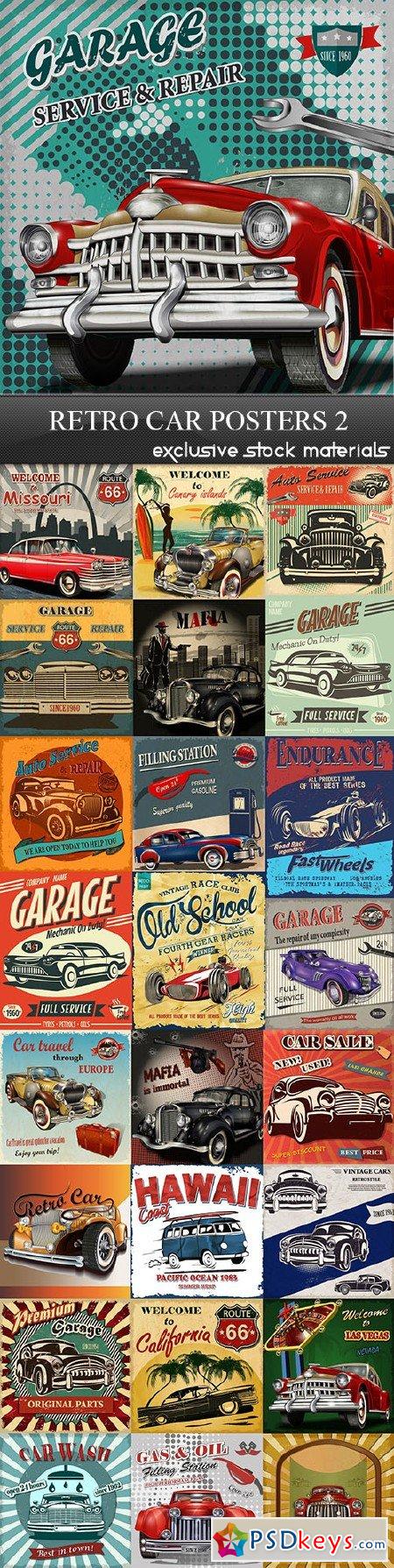 Retro Car Posters 25xEPS