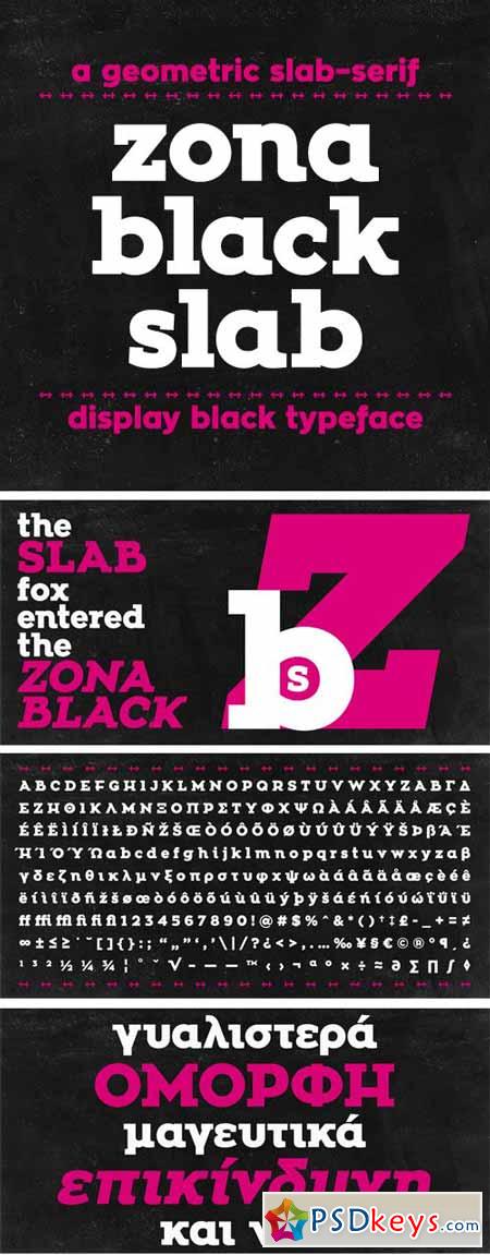 Zona Black Slab Font Family - 2 Fonts $10