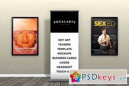 Banner Stand + Two Posters Mockup 132394