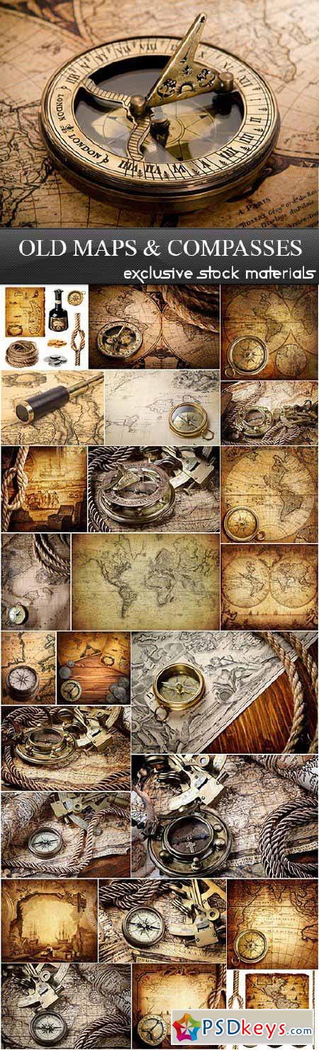 Old Maps & Compasses, 25xUHQ JPEG