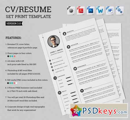CV Resume Set Print Template V 3.0 136801