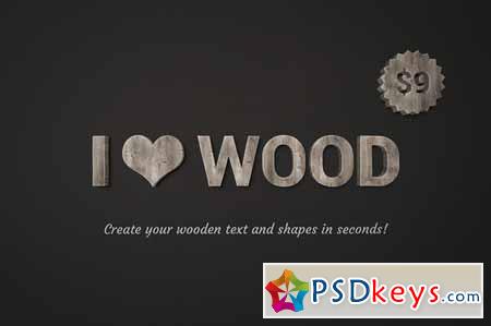 I &#9829; Wood  wooden text effect 139623