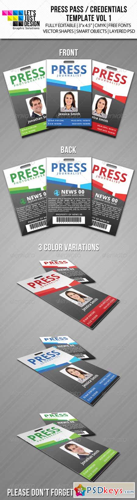 Press Pass Credentials Template Vol 1 5989512